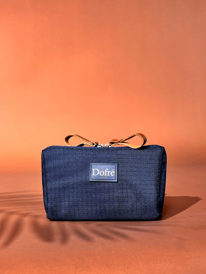 Dofre Blue Rustic Pouch – Stylish & Compact Makeup Organizer